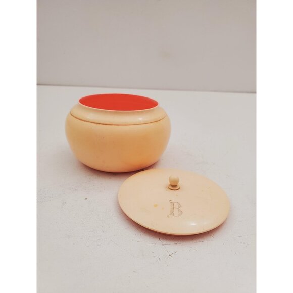 Vintage French Ivory Powder Dish with Lid - Vintage Cream Celluloid Vanity - Picture 1 of 10